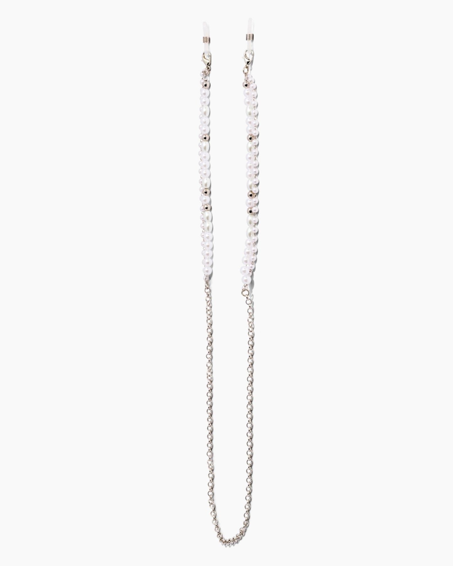 sunglass chain ; silver / pearl