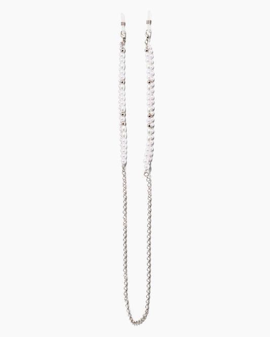 sunglass chain ; silver / pearl