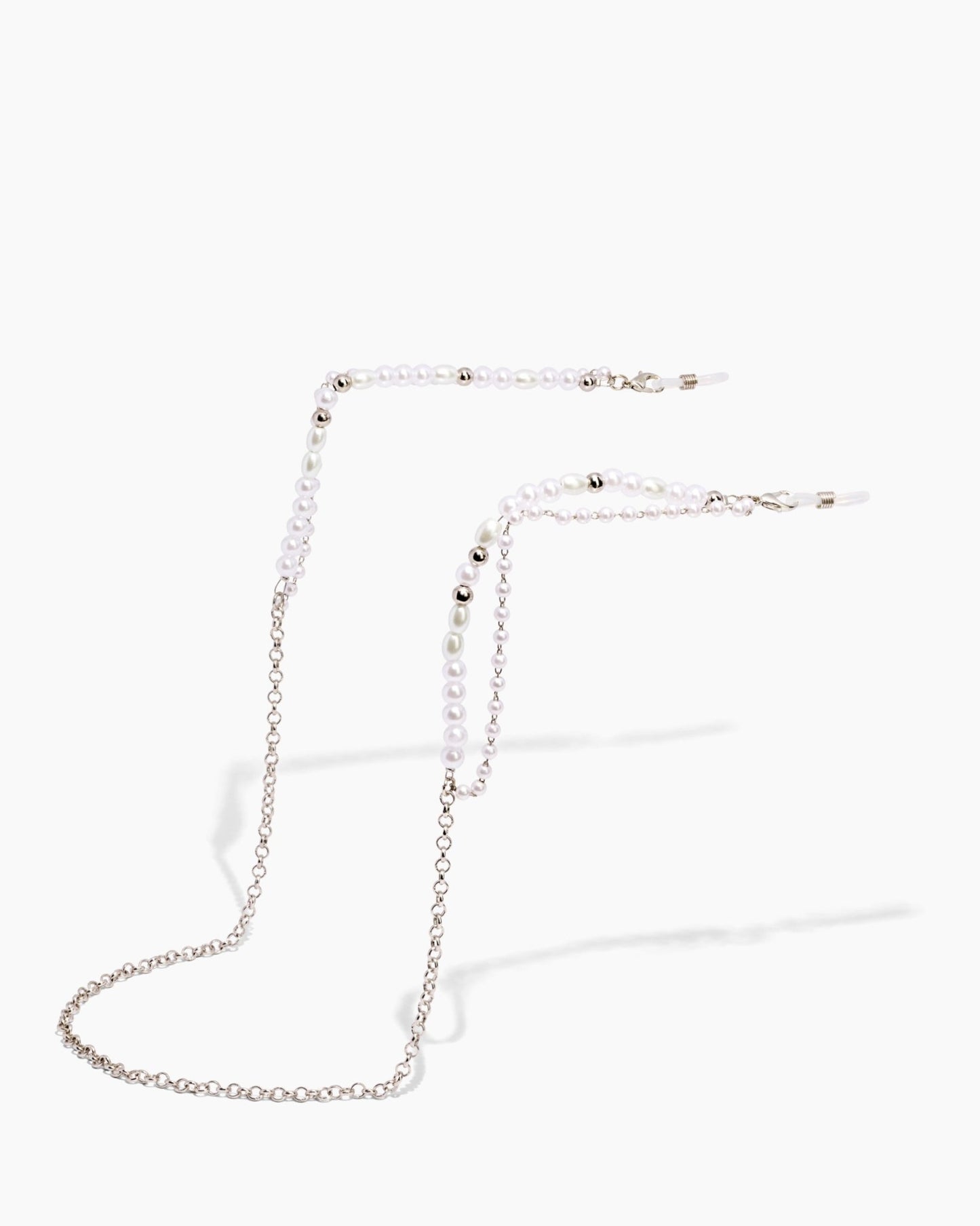 sunglass chain ; silver / pearl